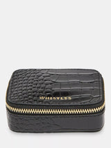 John Lewis Whistles Lotta Leather Croc Texture Mini Jewellery Box, Black- Buy online at McGrocer