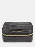 Whistles Lotta croc texture leather jewellery box black, UK version