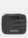 Whistles Lotta croc texture leather jewellery box black, UK version