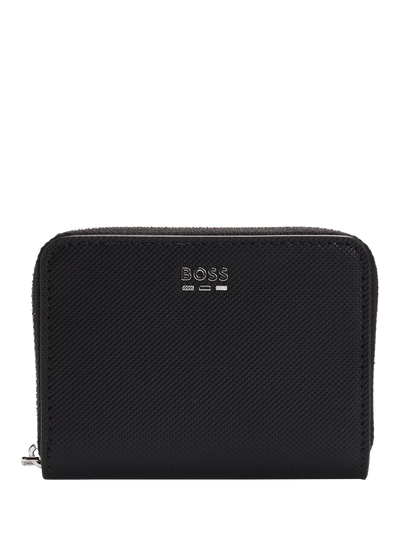 John Lewis BOSS Textured Faux Leather Ziparound Wallet, Black- Buy online at McGrocer