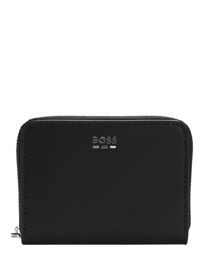 BOSS black textured faux leather wallet, imported from the UK