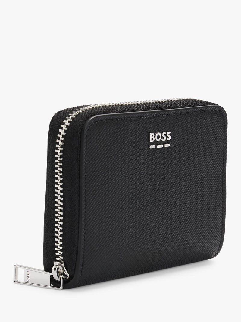 BOSS black textured faux leather wallet, imported from the UK