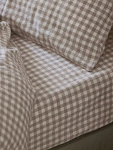John Lewis Piglet in Bed Gingham Linen Blend Fitted Bed Sheet- Buy online at McGrocer
