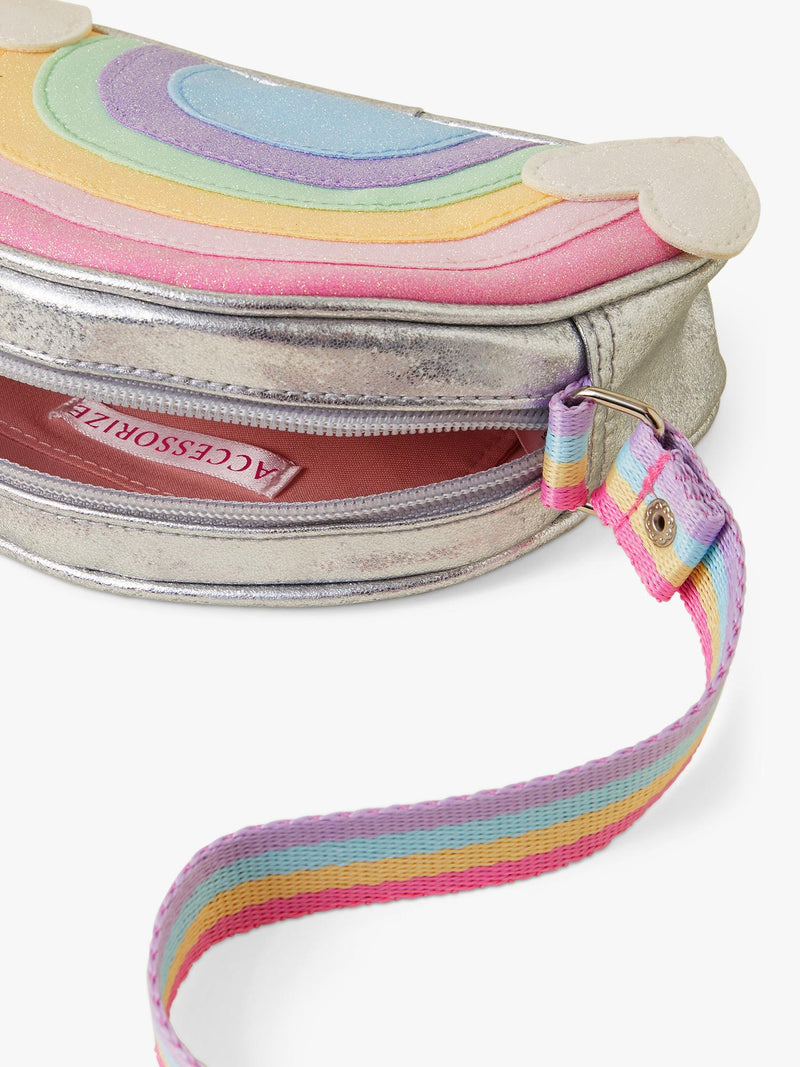 Angels by Accessorize kids rainbow cross body bag silver (British brand)