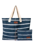 Seaspray Jumbie Stripe Beach Bag and Purse Set, Navy, One Size