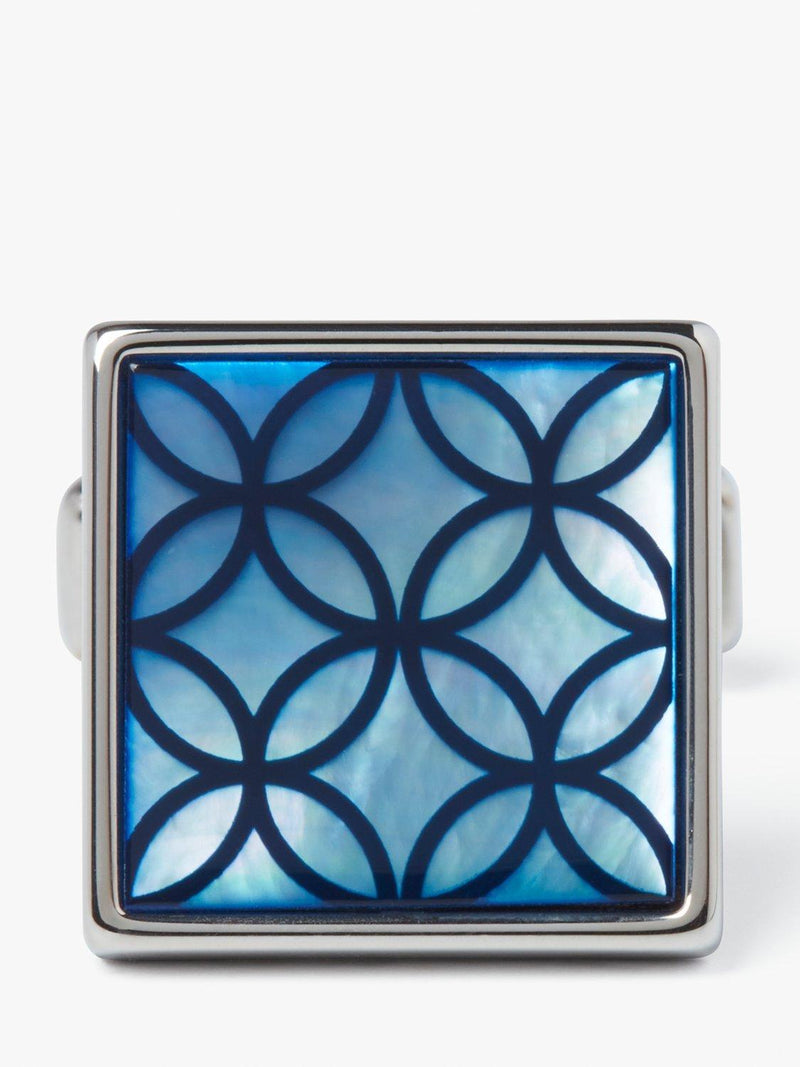 Simon Carter blue mother of pearl geometric cufflinks, imported from the UK