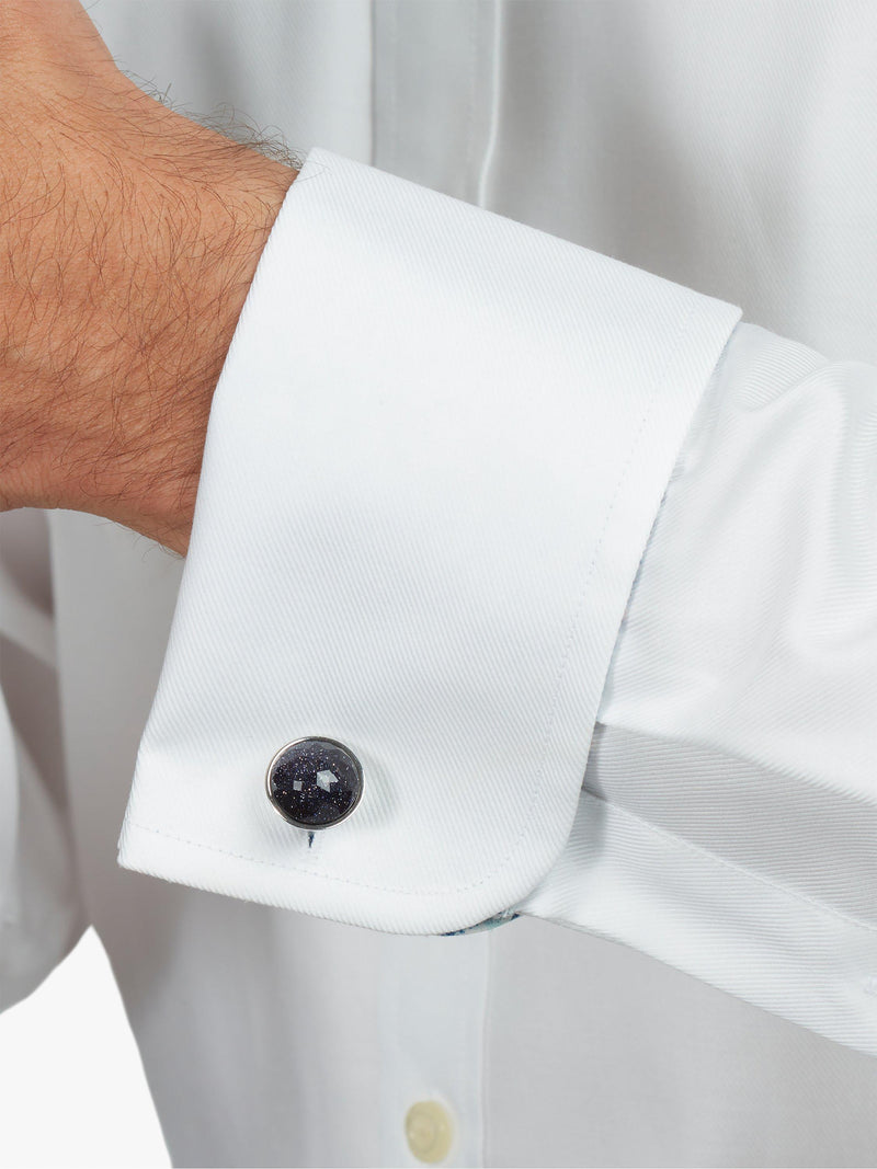 Simon Carter Rondo cufflinks with blue goldstone (British brand)