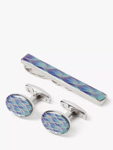 John Lewis Simon Carter Cufflink Tie Slide Gift Set Blue/Silver- Buy online at McGrocer