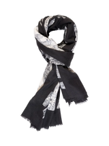John Lewis chesca Paris Print Rectangular Scarf Black/White 90 x 180cm- Buy online at McGrocer