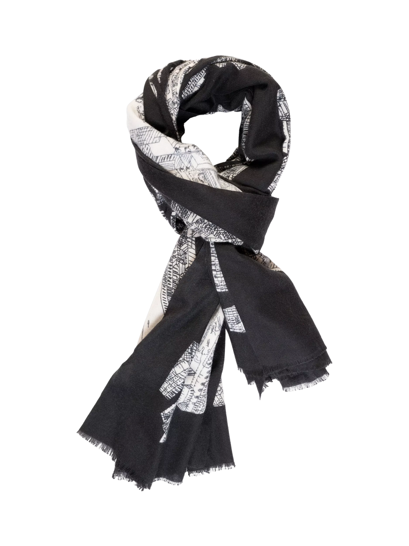 chesca Paris print scarf black white - British product