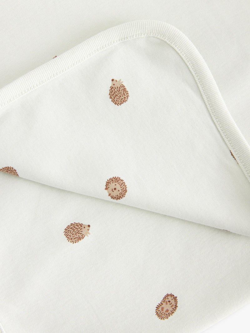 Lindex baby cotton hedgehog print shawl light dusty green, imported from the UK