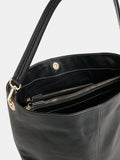 Whistles Kamil contrast stitch leather tote bag black (British brand)