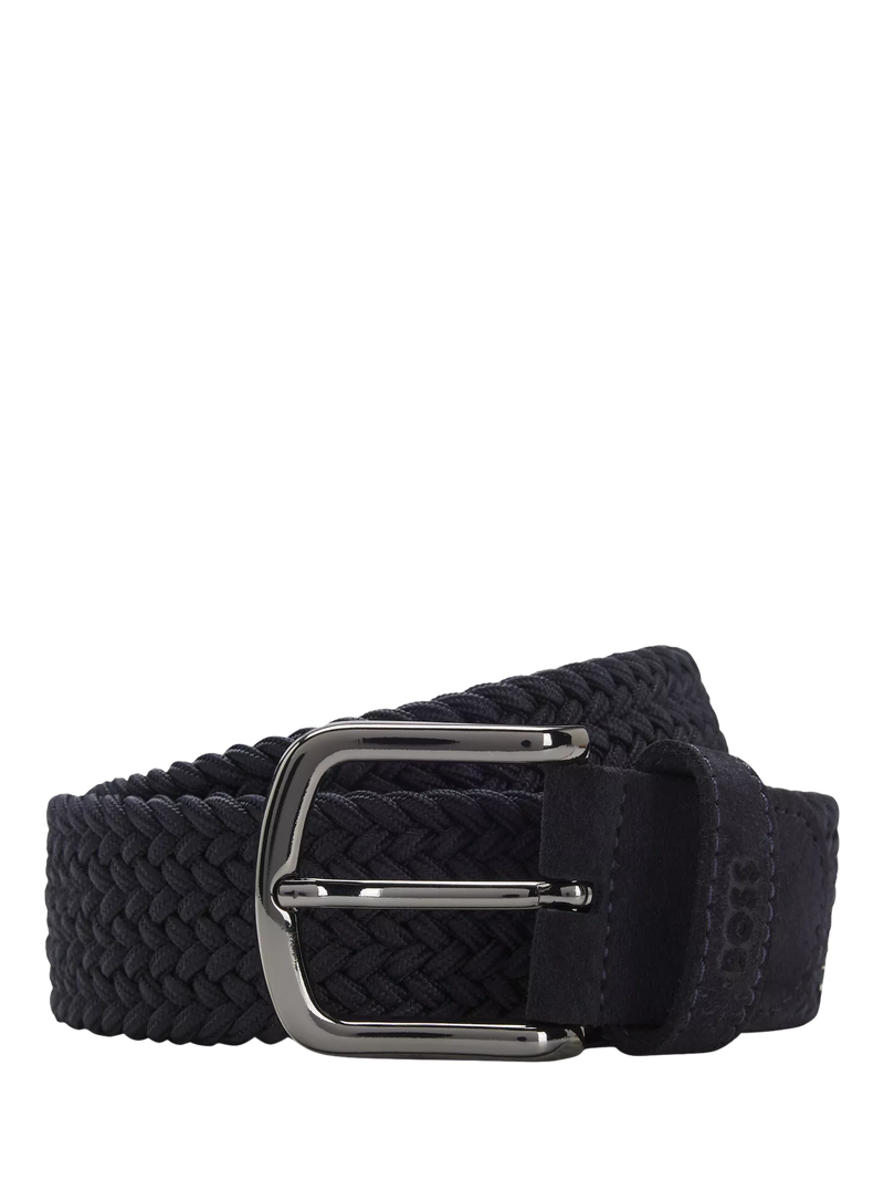 BOSS woven belt navy with suede trims - British product