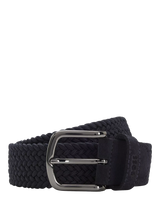 John Lewis HUGO BOSS Woven Leather Trimmed Belt - Navy- Buy online at McGrocer