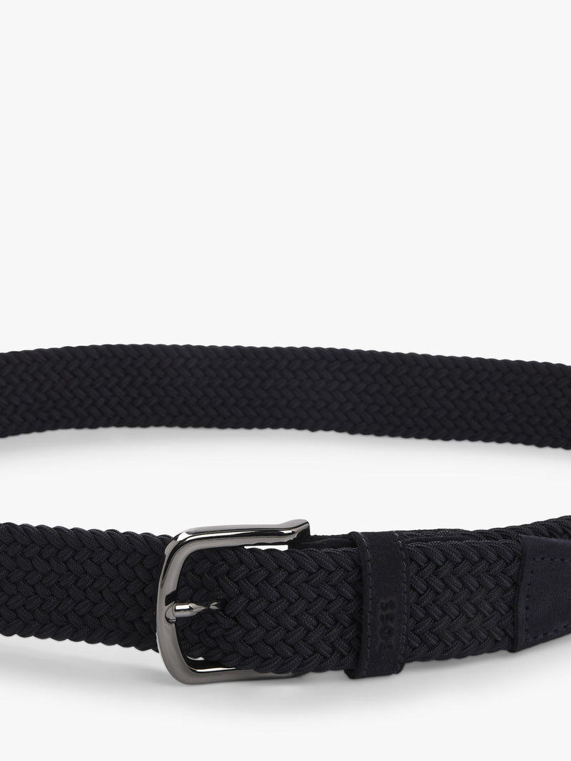 BOSS woven belt navy with suede trims - British product