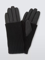 John Lewis John Lewis Knitted Cuff Leather Gloves, Black- Buy online at McGrocer