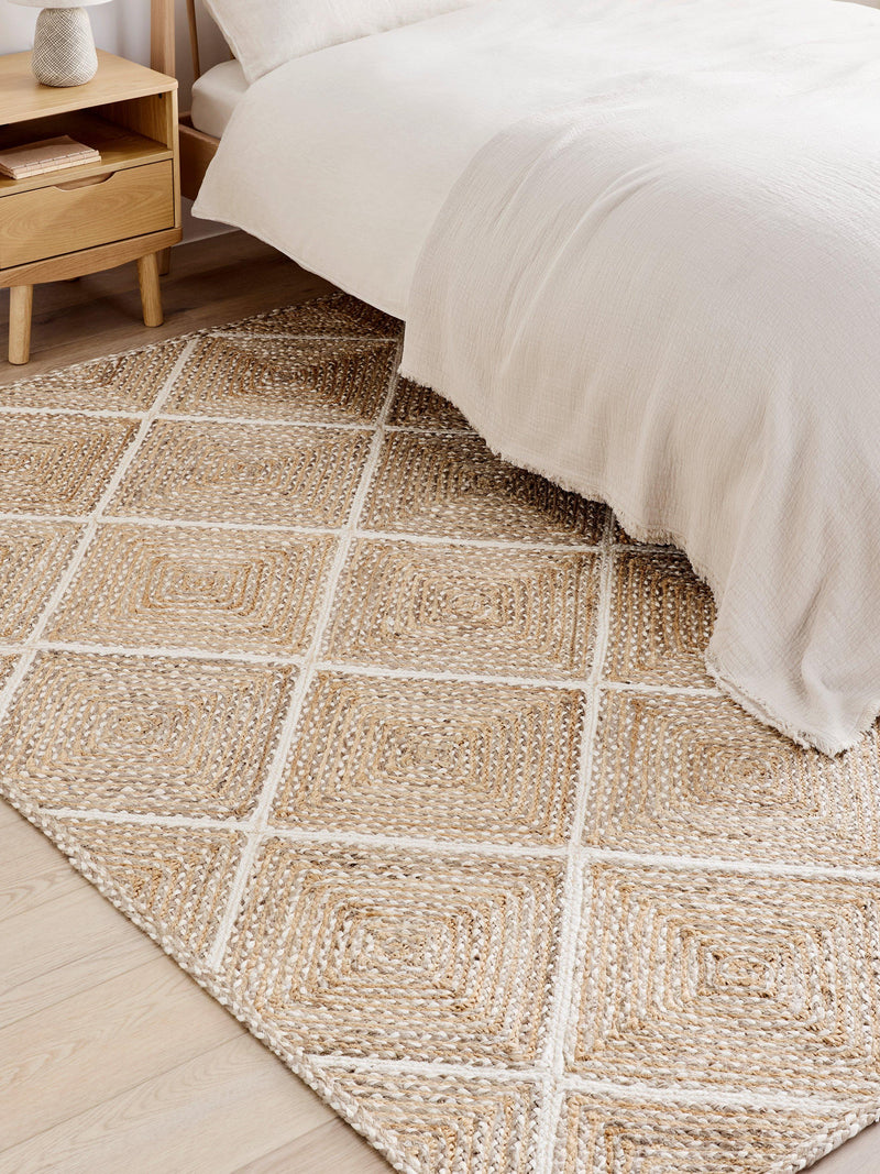 John Lewis jute rug diamond design natural 180x120cm, UK version