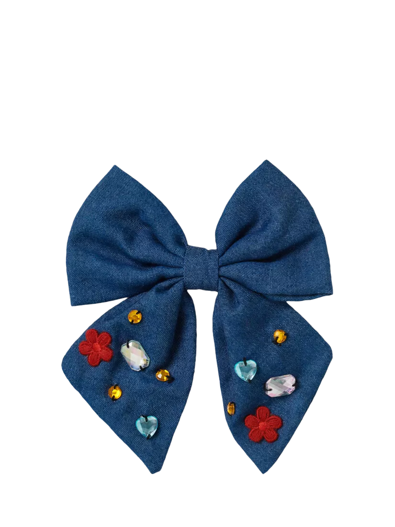 Stych gem bow hair clip navy, UK version