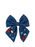 Stych gem bow hair clip navy, UK version