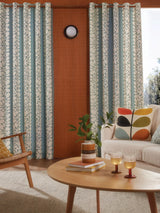 John Lewis Orla Kiely Sycamore Stripe Duck Egg Pair Lined Eyelet Curtains, 137cm Drop- Buy online at McGrocer