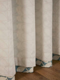 Orla Kiely duck egg eyelet curtains with sycamore stripe print, UK version