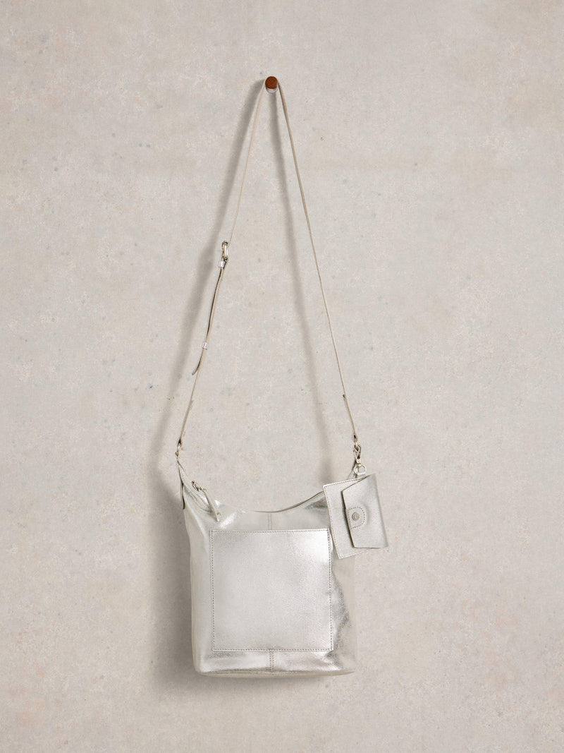White Stuff Fern crossbody bag in silver, imported from the UK