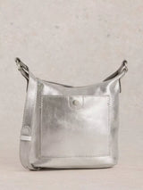 John Lewis White Stuff Metallic Leather Crossbody Bag, Silver- Buy online at McGrocer