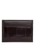 Hackett London Leather Croc Stamped Card Holder, Black