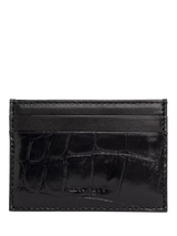 John Lewis Hackett London Leather Croc Stamped Card Holder, Black- Buy online at McGrocer