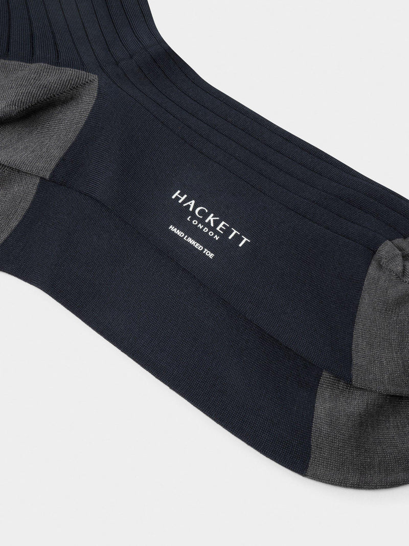 Hackett London ribbed cotton crew socks, imported from the UK