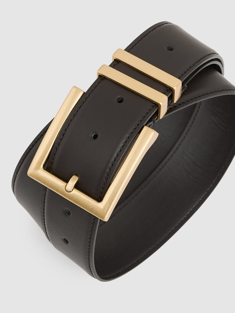 Reiss Brompton leather belt dark brown, imported from the UK