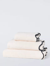 John Lewis John Lewis Scallop Edge Towels Cream/Black Bath Towels- Buy online at McGrocer