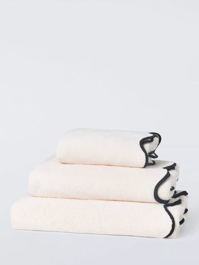 John Lewis John Lewis Scallop Edge Towels Cream/Black Bath Towels- Buy online at McGrocer