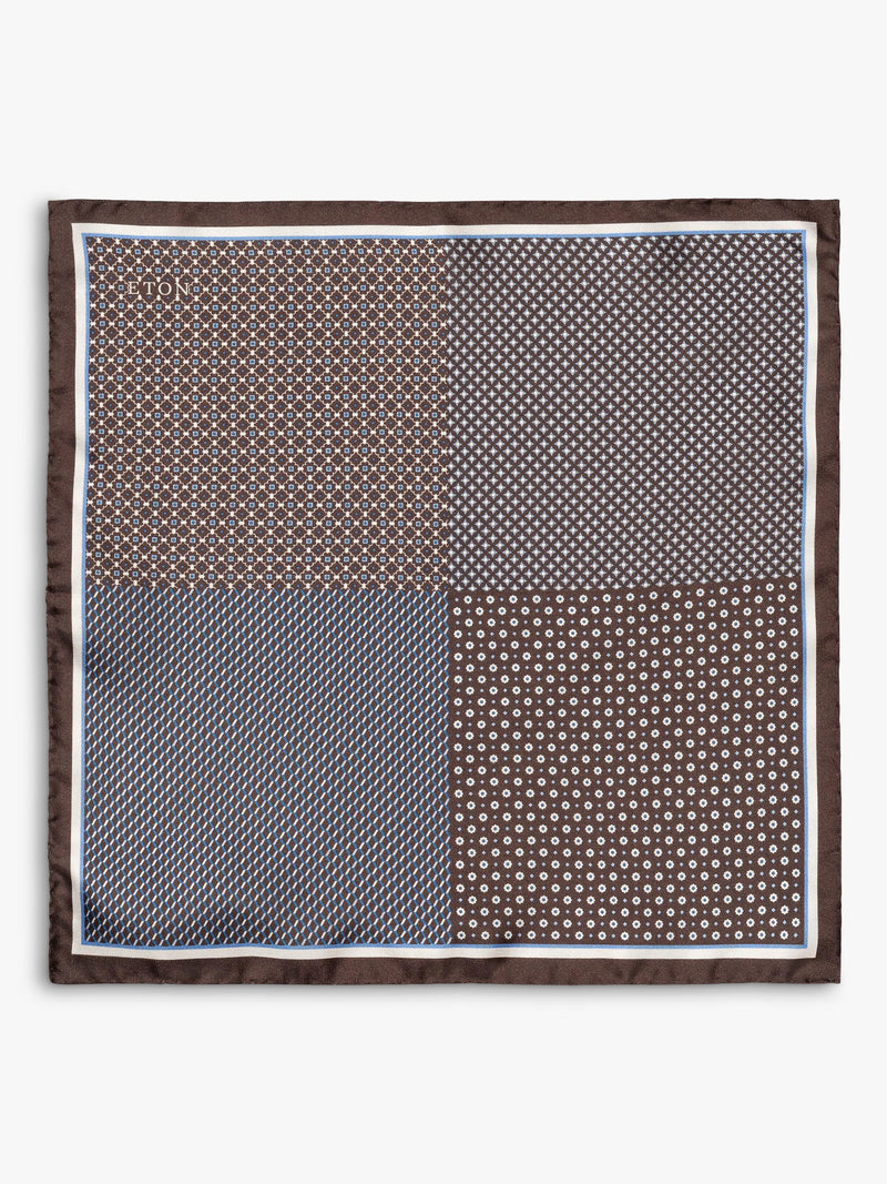 Eton silk pocket square check print - British product