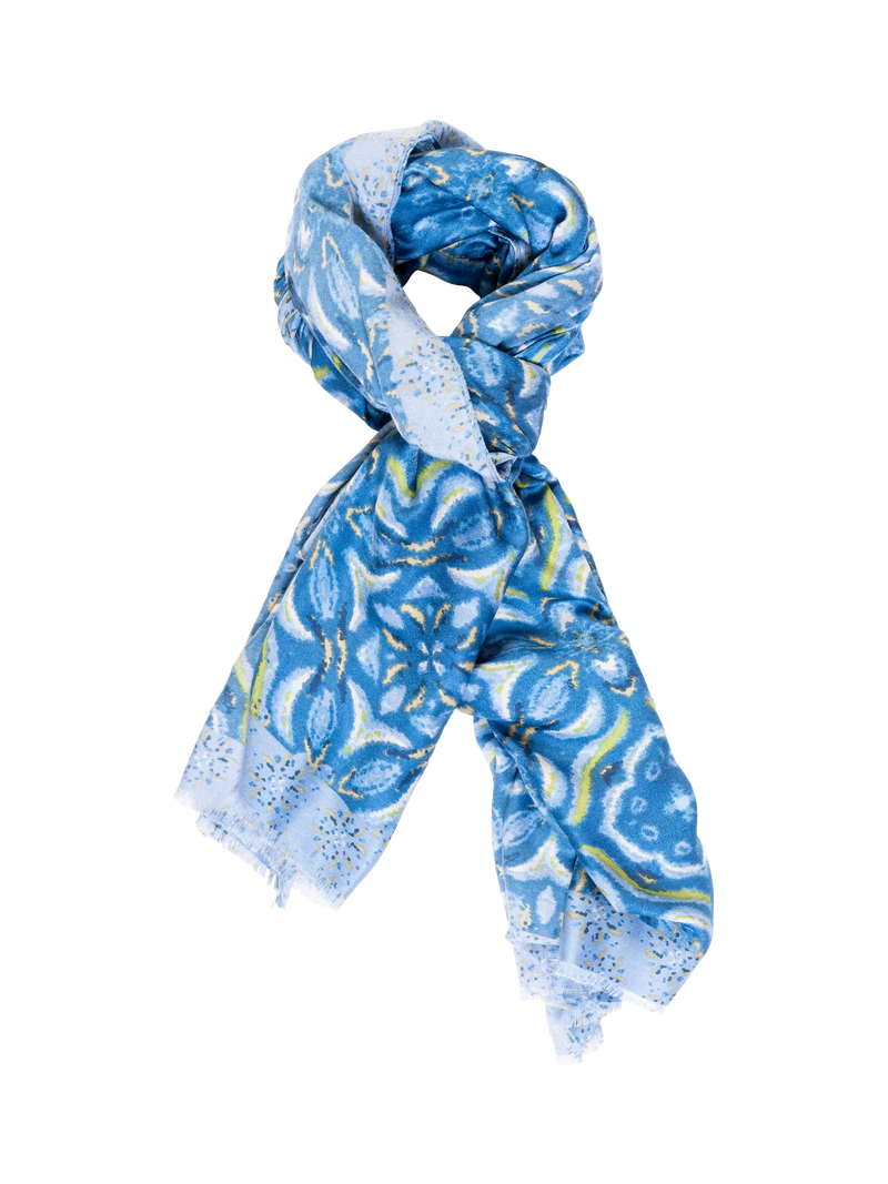chesca floral mosaic scarf in blue - British product