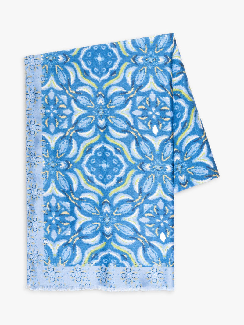 chesca floral mosaic scarf in blue - British product