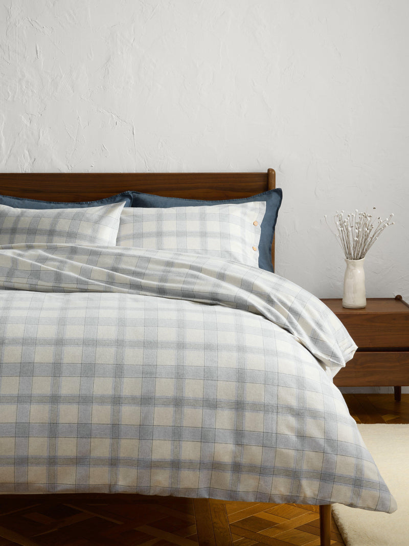 John Lewis brushed cotton check bedding double size, imported from the UK