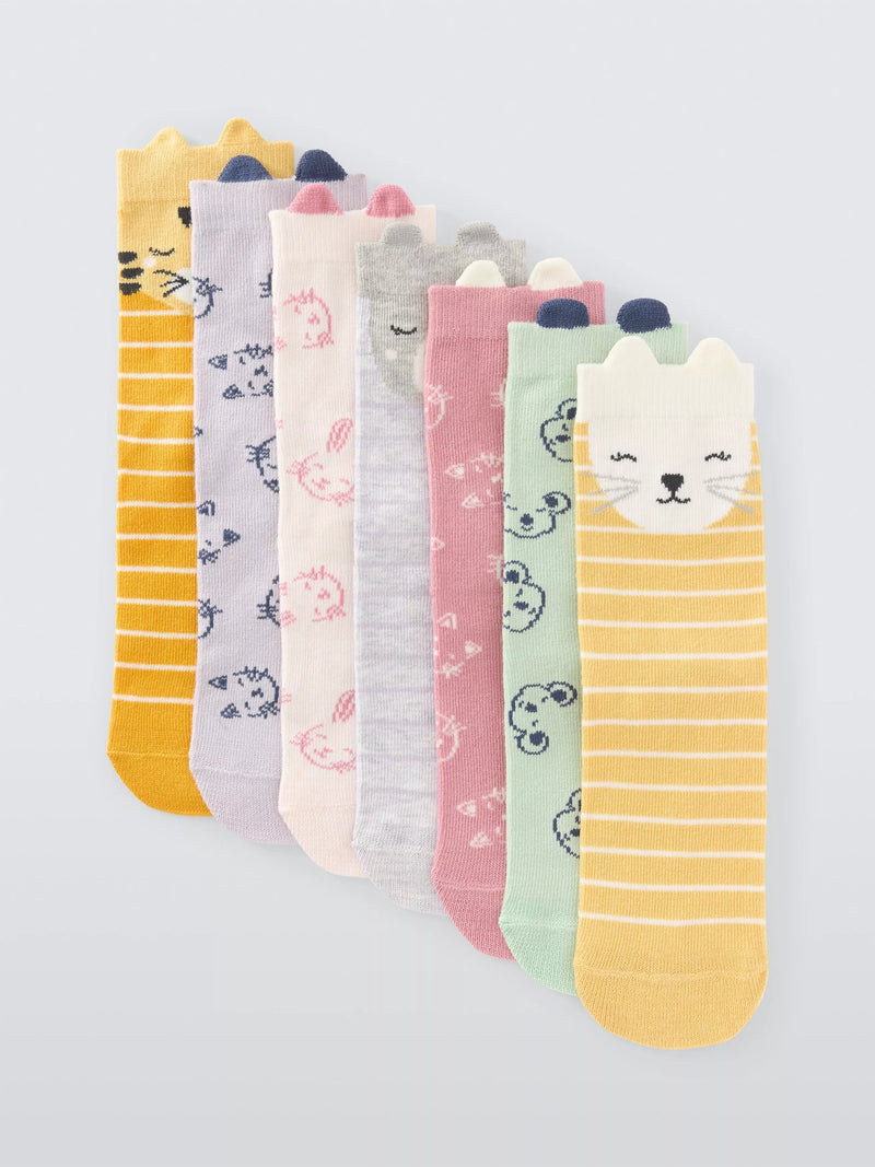 John Lewis kids ankle socks animal face pack of 7 (British brand)