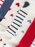 John Lewis kids heart ankle socks pack of 7 white, UK version