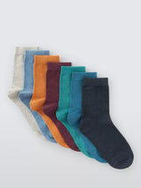John Lewis John Lewis Kids' Solid Colour Ankle Socks Blue/Multi Pack of 7- Buy online at McGrocer