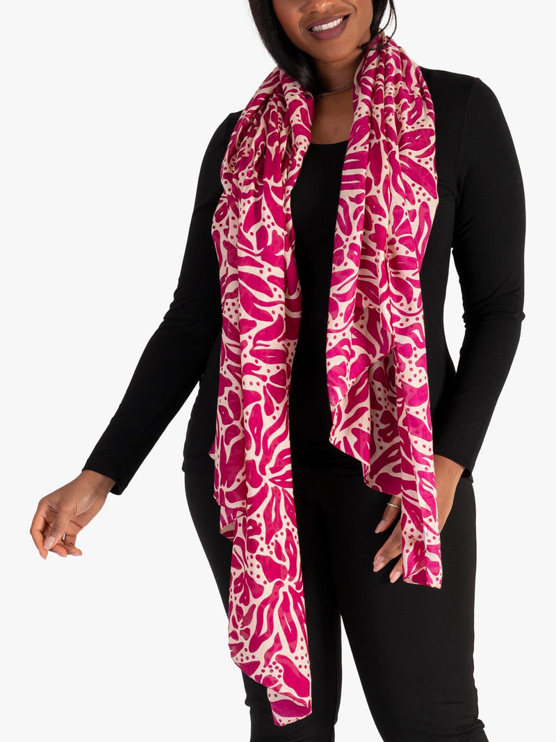 chesca floral scarf pink 180cm, imported from the UK