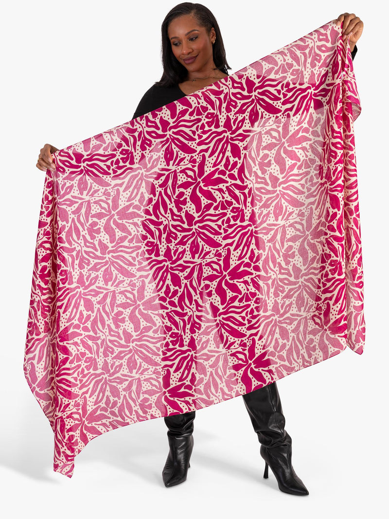 chesca floral scarf pink 180cm, imported from the UK