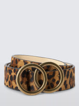 John Lewis John Lewis Olivia Double-O Printed Leather Belt, Leopard, 102cm- Buy online at McGrocer