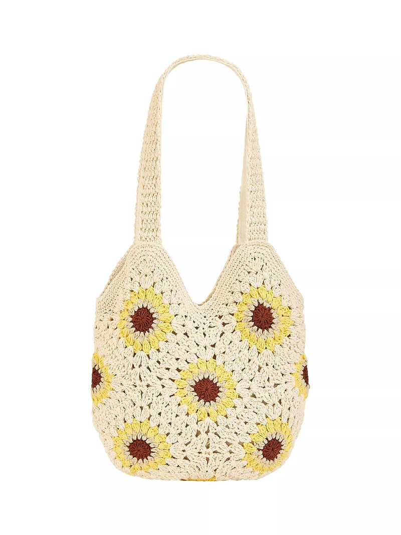 Yumi crochet tote bag sunflower floral design, imported from the UK