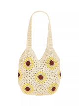 John Lewis Yumi Sunflower Floral Crochet Tote Bag, White/Multi- Buy online at McGrocer