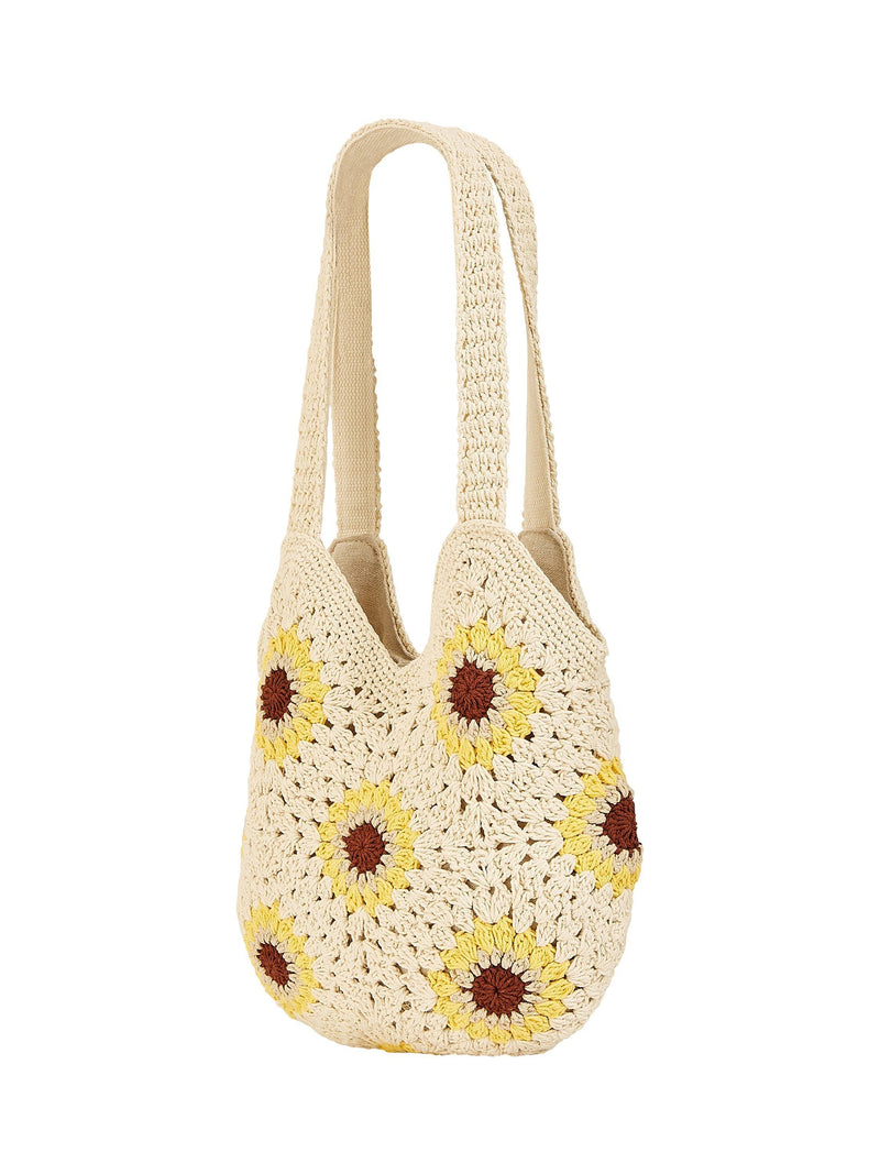 Yumi crochet tote bag sunflower floral design, imported from the UK