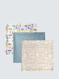 Safari Multi-Pattern Muslin Cloths, Pack of 3