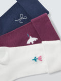 John Lewis ankle socks pack of 3 with motifs, UK version