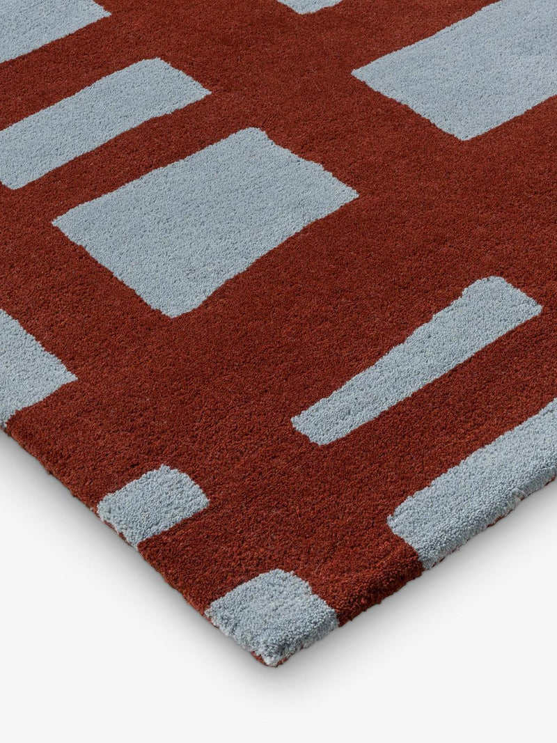Scion Arlo crosshatch pure wool rug in brick, imported from the UK