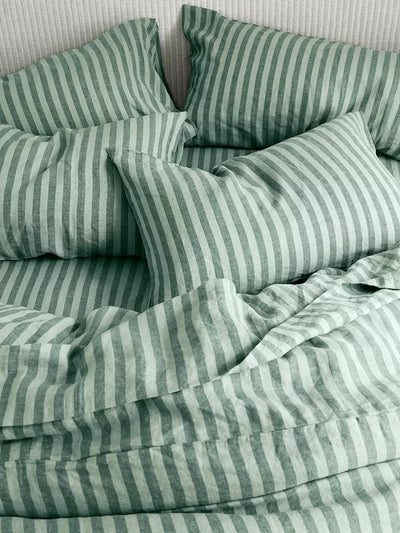 John Lewis Piglet in Bed Pembroke Stripe Linen Fitted Sheet- Buy online at McGrocer